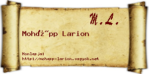 Mohápp Larion névjegykártya